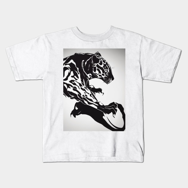 Jaguar Shadow Silhouette Anime Style Collection No. 175 Kids T-Shirt by cornelliusy